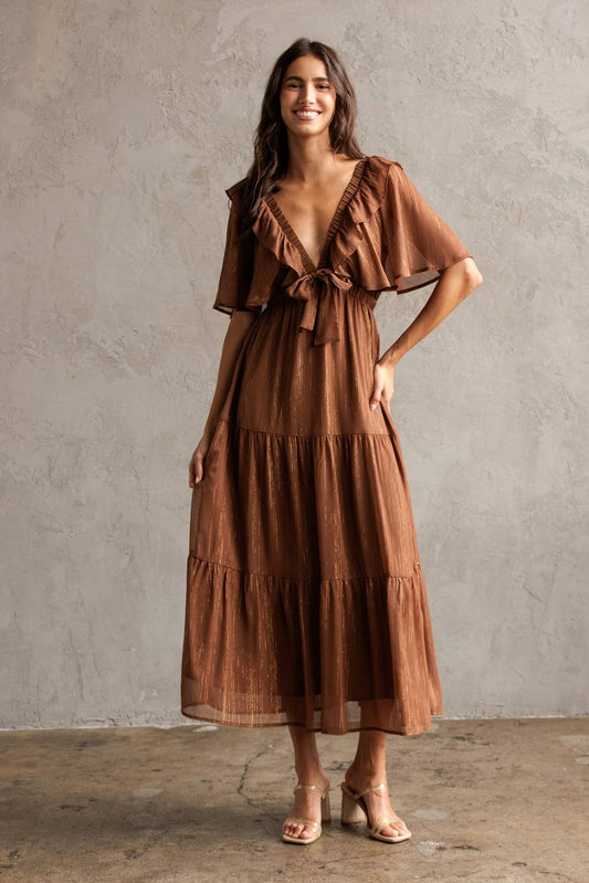 Shimmer Tiered Midi Dress