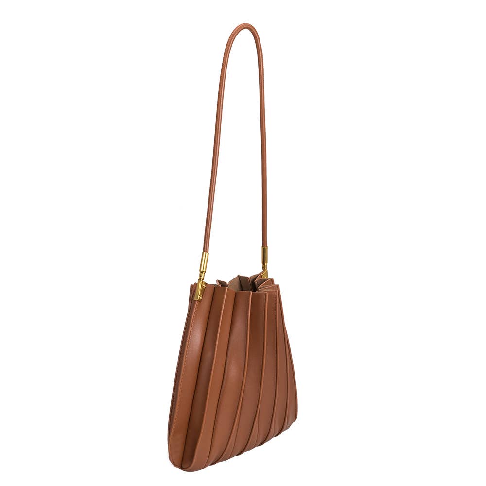 Carrie Brown Pleated Vegan Shoulder Bag