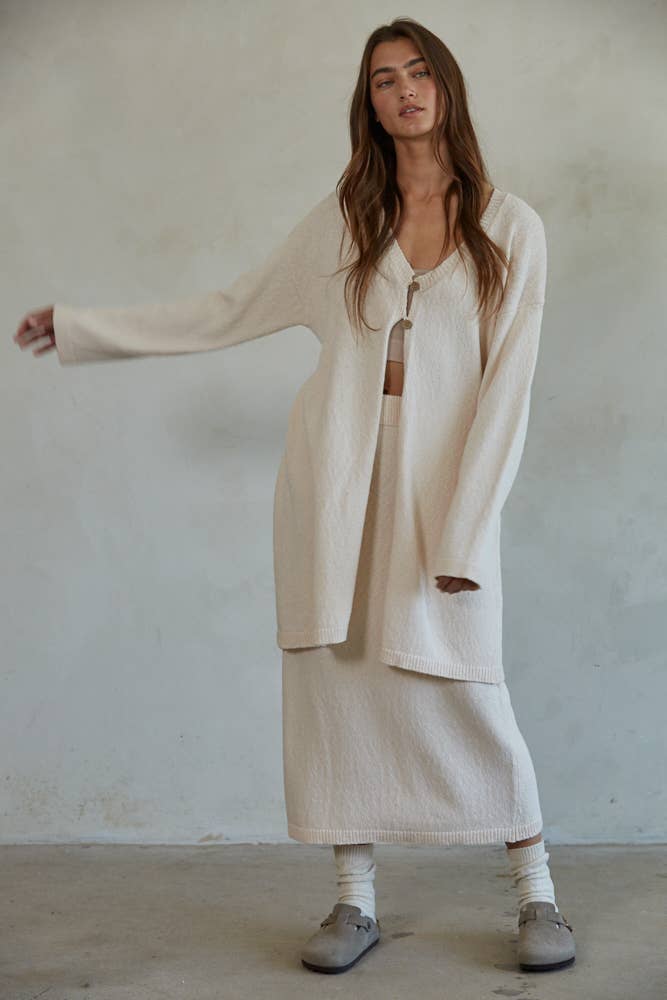 Long Midi Cardigan - Cream