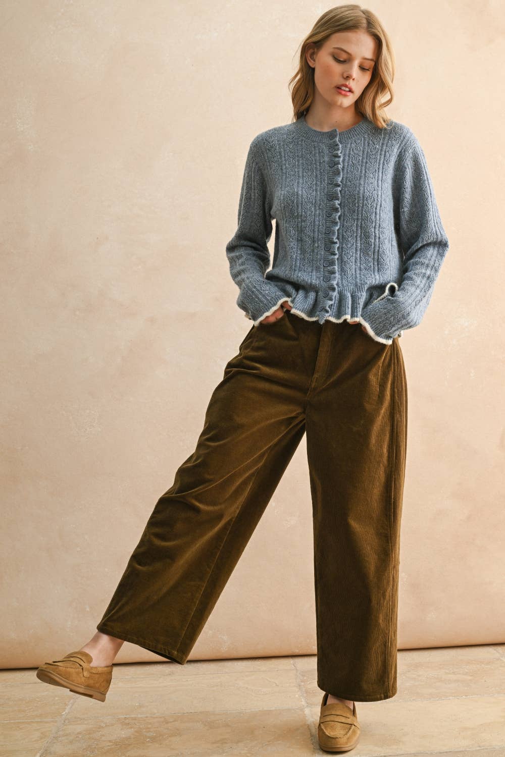 Ruffled Blue Cardigan