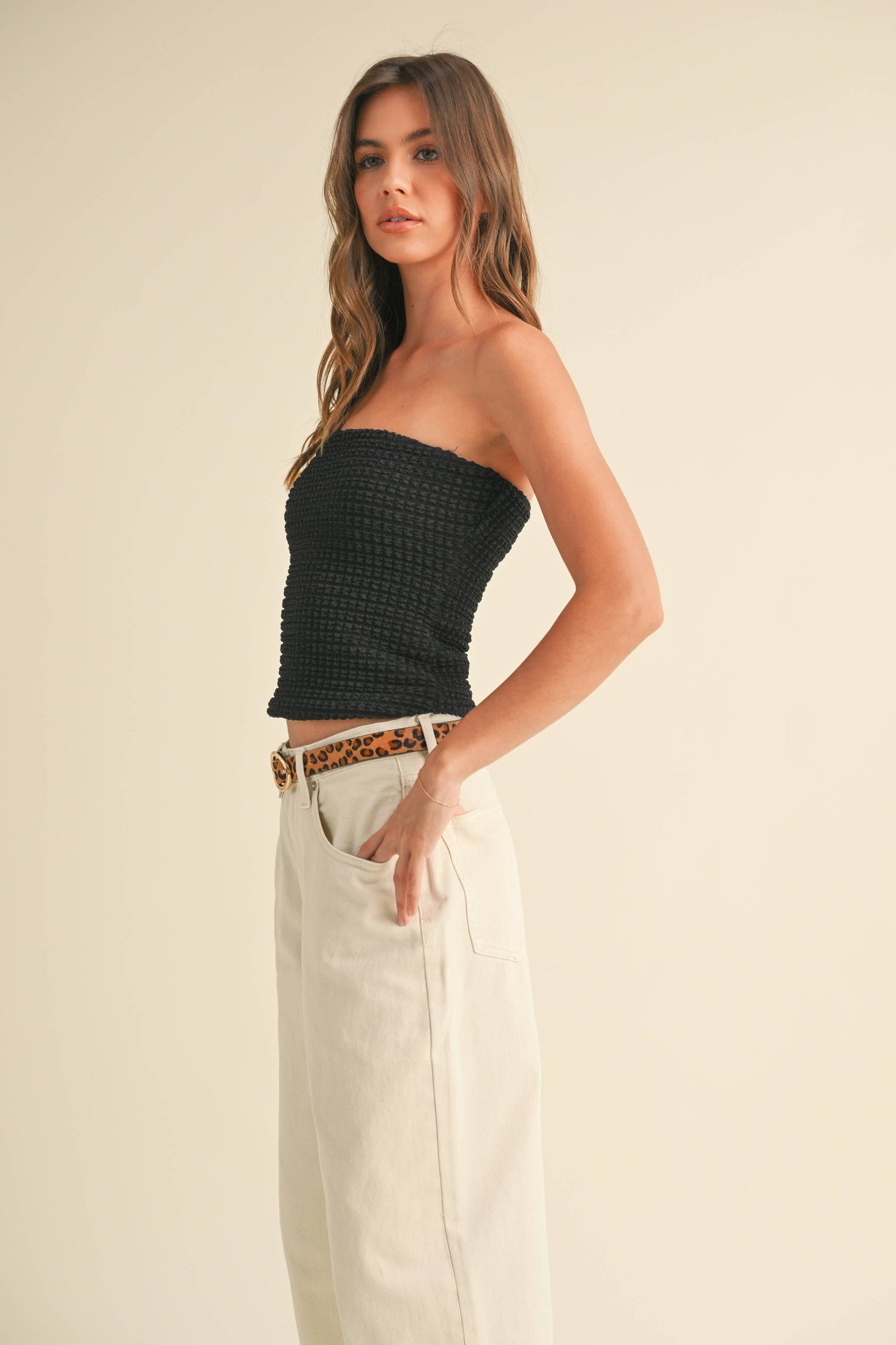 Textured Tube Top - Black