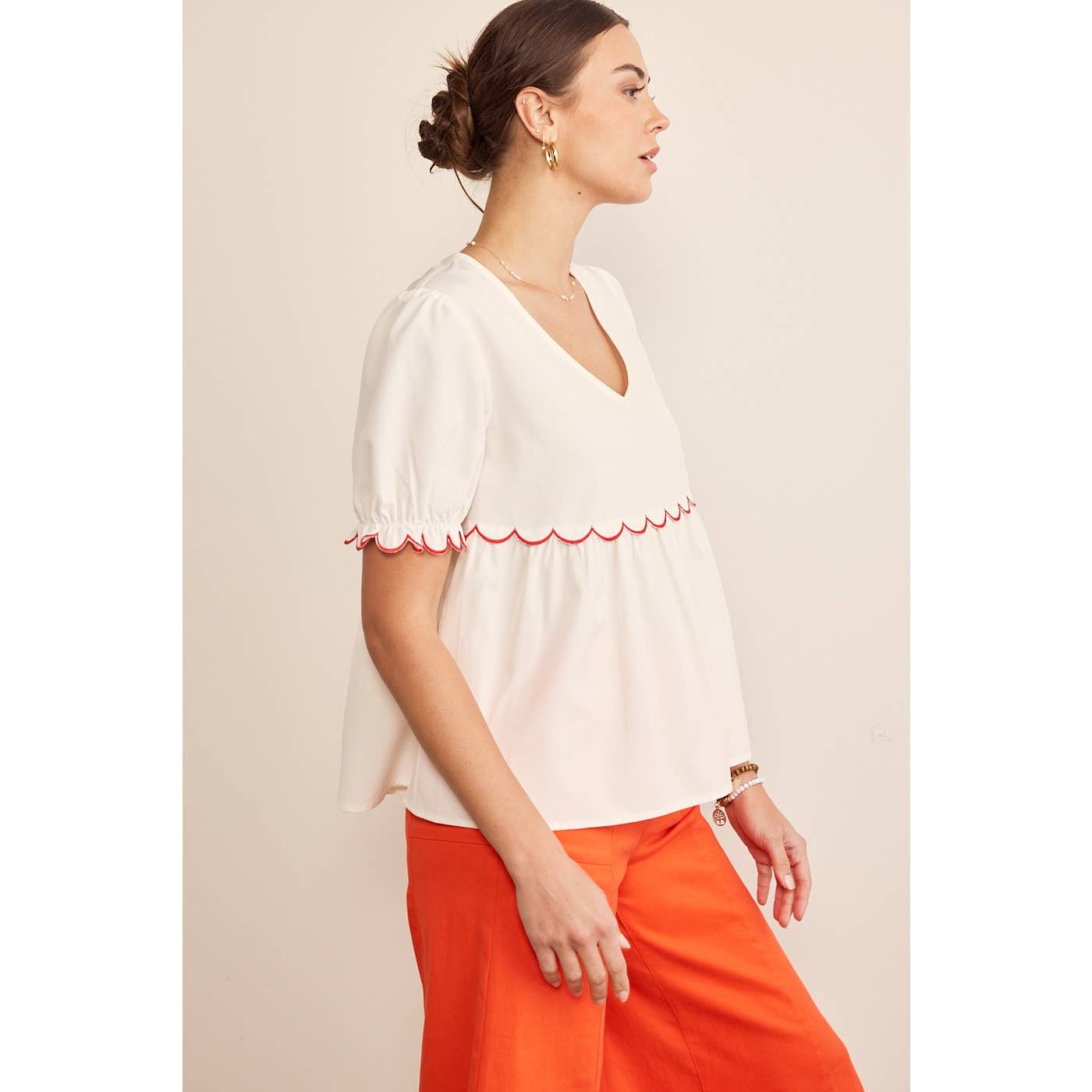Scallop Short Sleeve Top