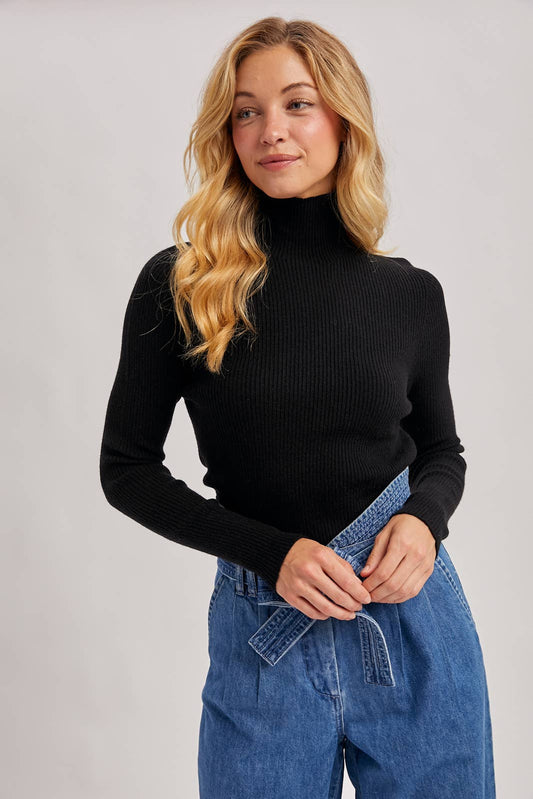 Long Sleeve Mock Neck - Black