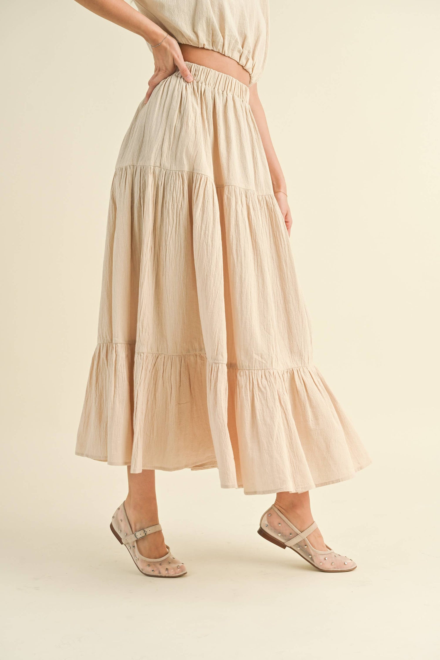 Tiered Beige Skirt