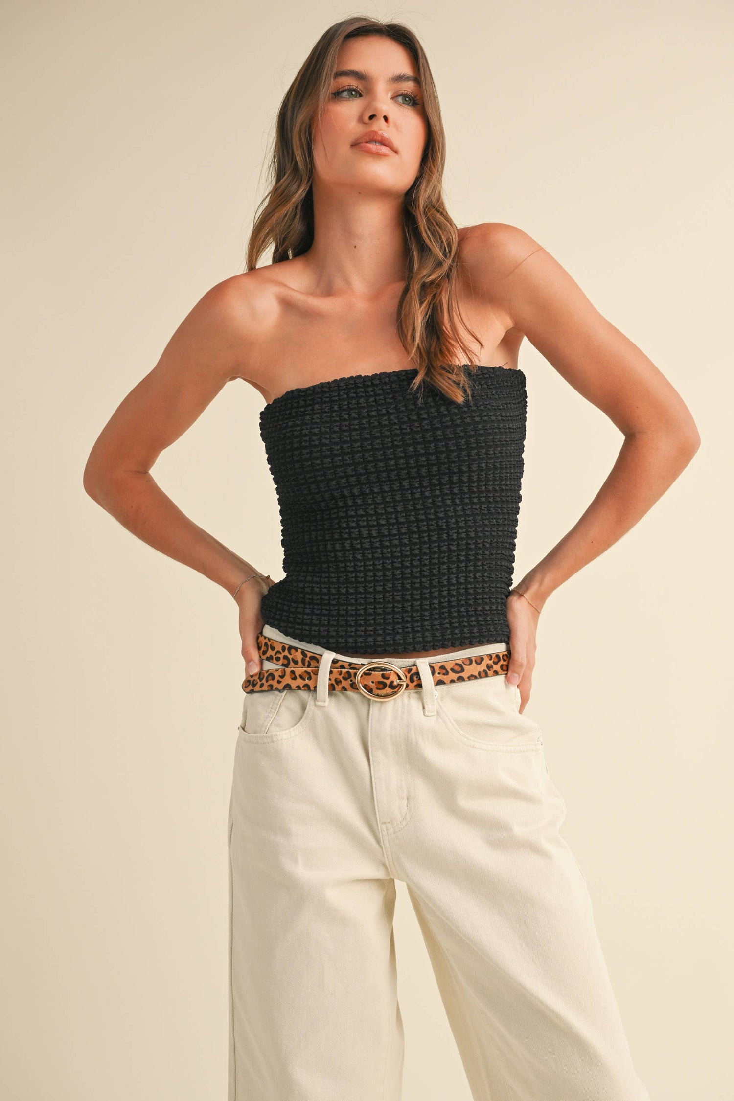 Textured Tube Top - Black