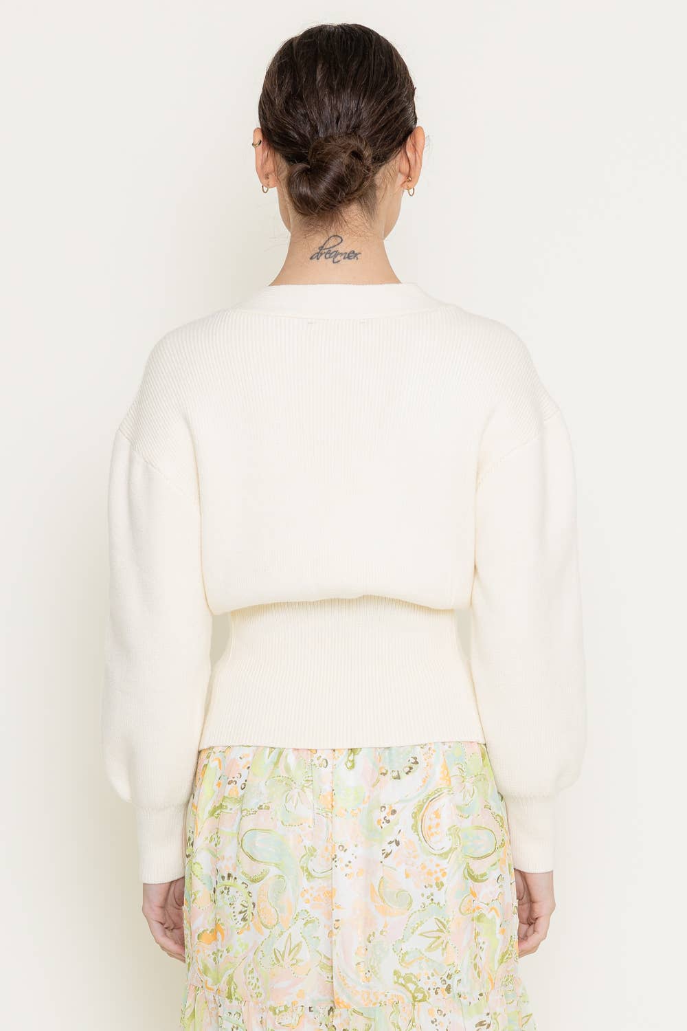 Gold Button Cardigan - Cream