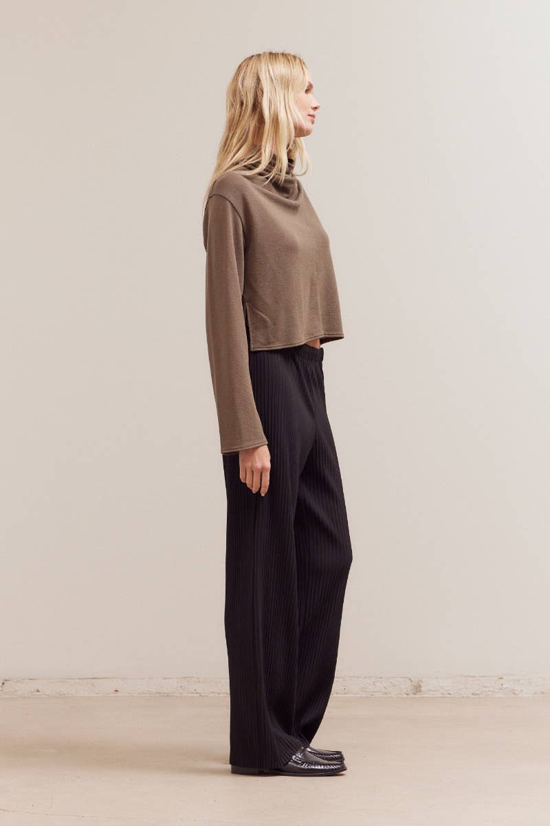 Cowl Neck Loose Top - Tapenade