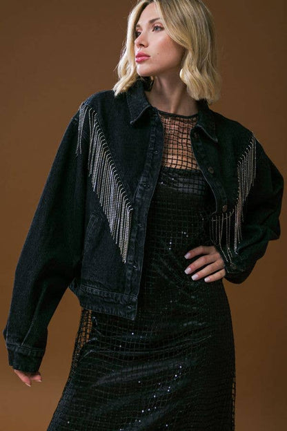 Black Denim Sparkle Jacket