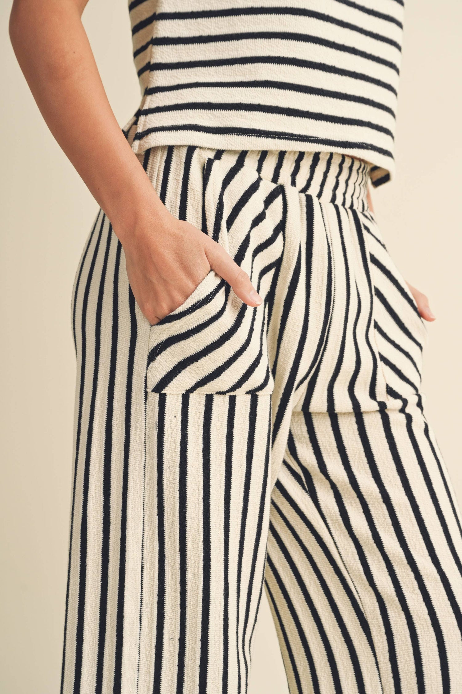 Textured Stripe Knit Pants