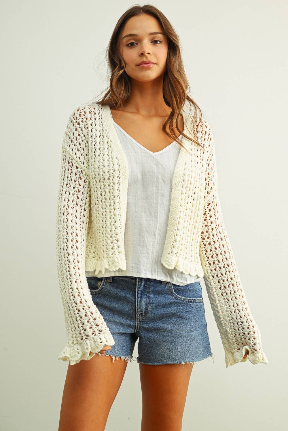 Ruffle Crochet Cardigan