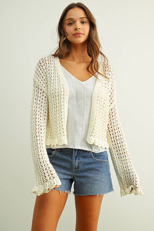Ruffle Crochet Cardigan