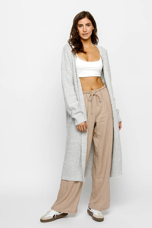 Long Knit Cardigan Grey