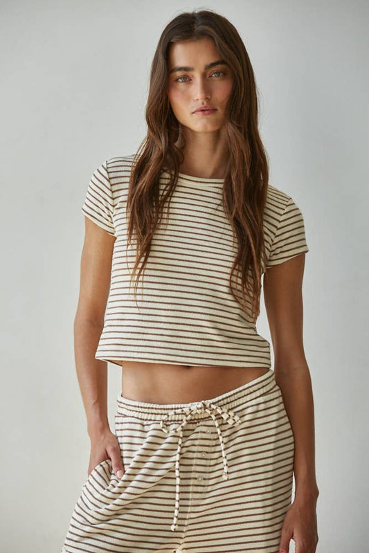 Cream Mocha Stripe Short Sleeve