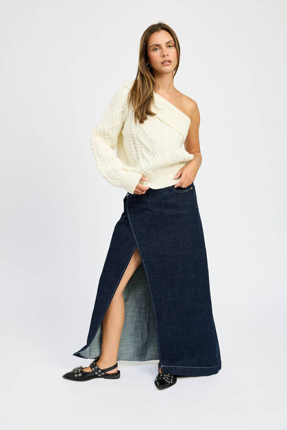 Charcoal Oversized One Shoulder Sweater