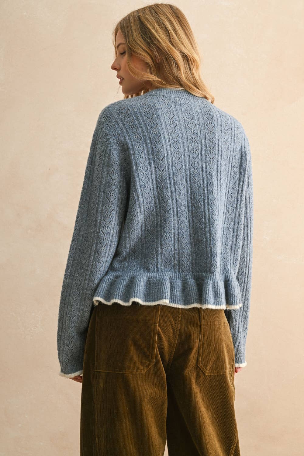 Ruffled Blue Cardigan