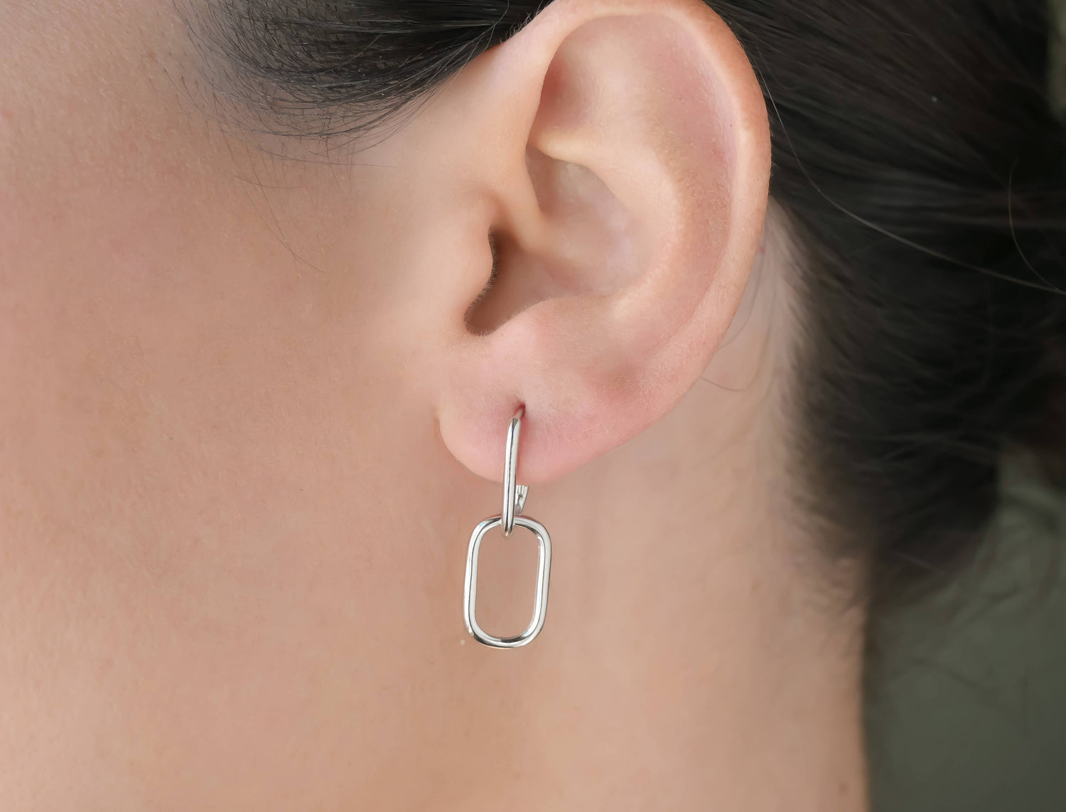 Double Oblong Hoops - Sterling Silver