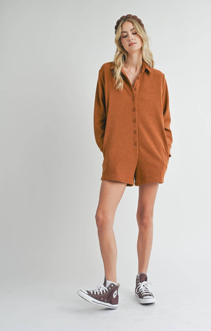 Camel Corduroy Romper