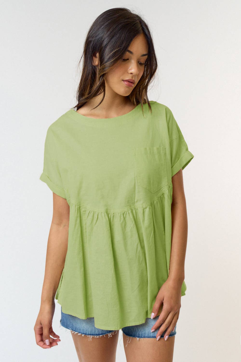 Sage Baby Doll Top