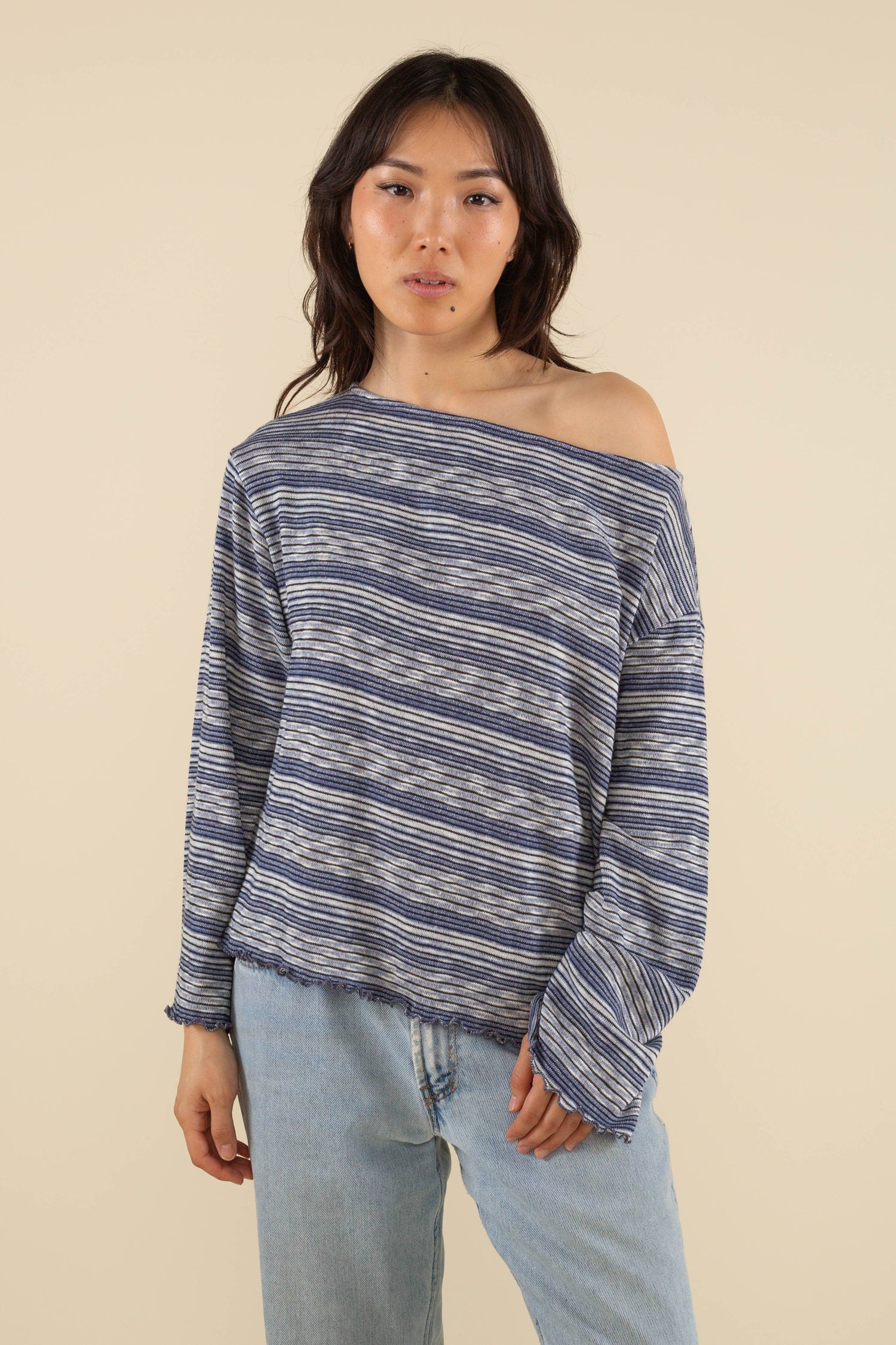 Colby Boat Neck Top - Navy