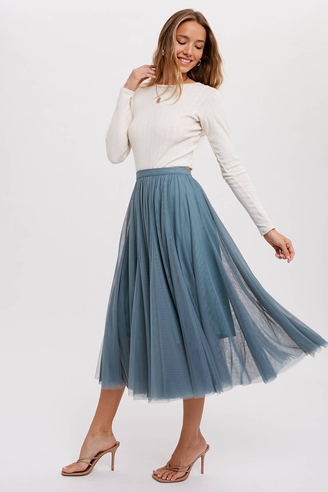 Tulle Midi Skirt - Dark Mint