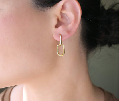 Double Oblong Hoops - Sterling Silver