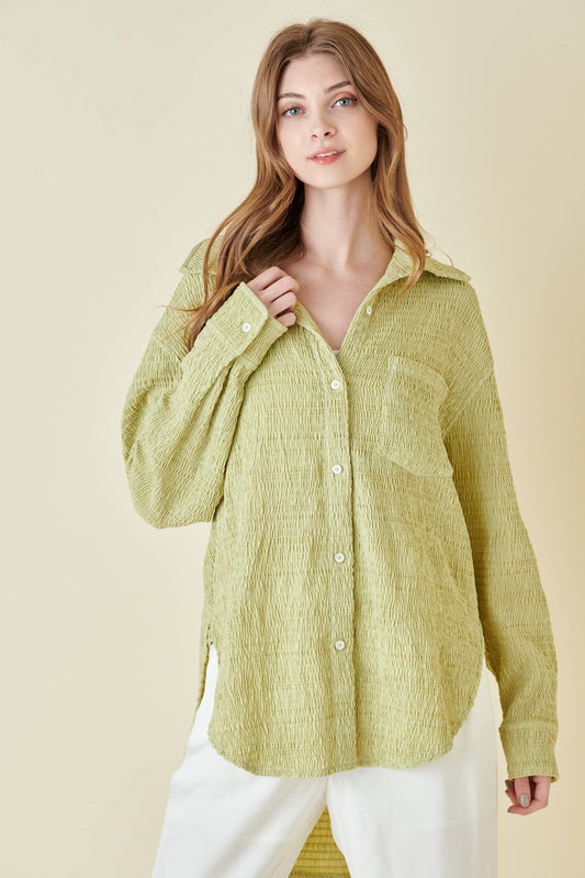 Chartreuse Button Down Top
