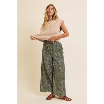 Pleated Velvet Wide Leg Pant