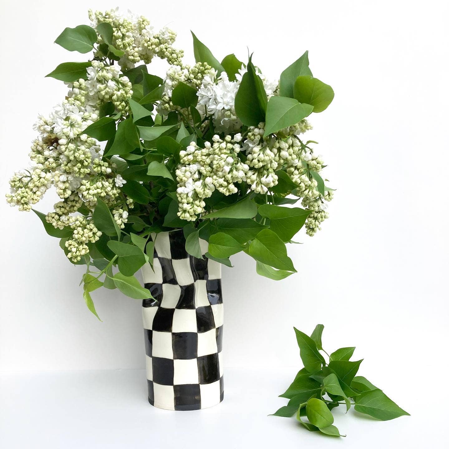 Ceramic Vase with Black Checkers: Small