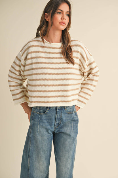 Straw Stripe Boxy Sweater