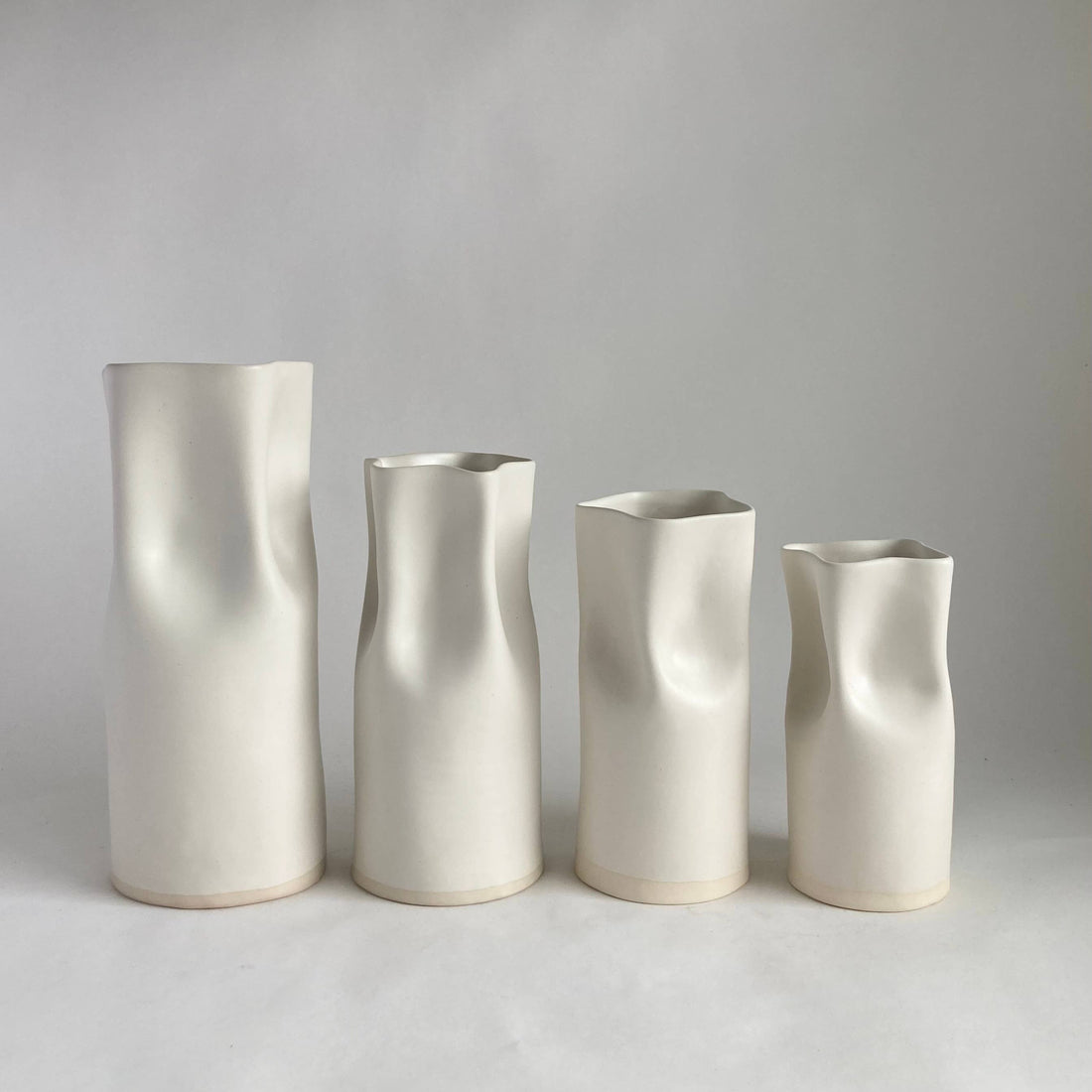 White Satin Ceramic Pinched Vase: Satin White / bud vase